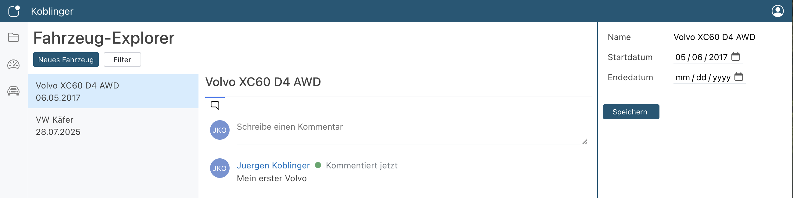 Übersicht der gefahrenen Kilometer